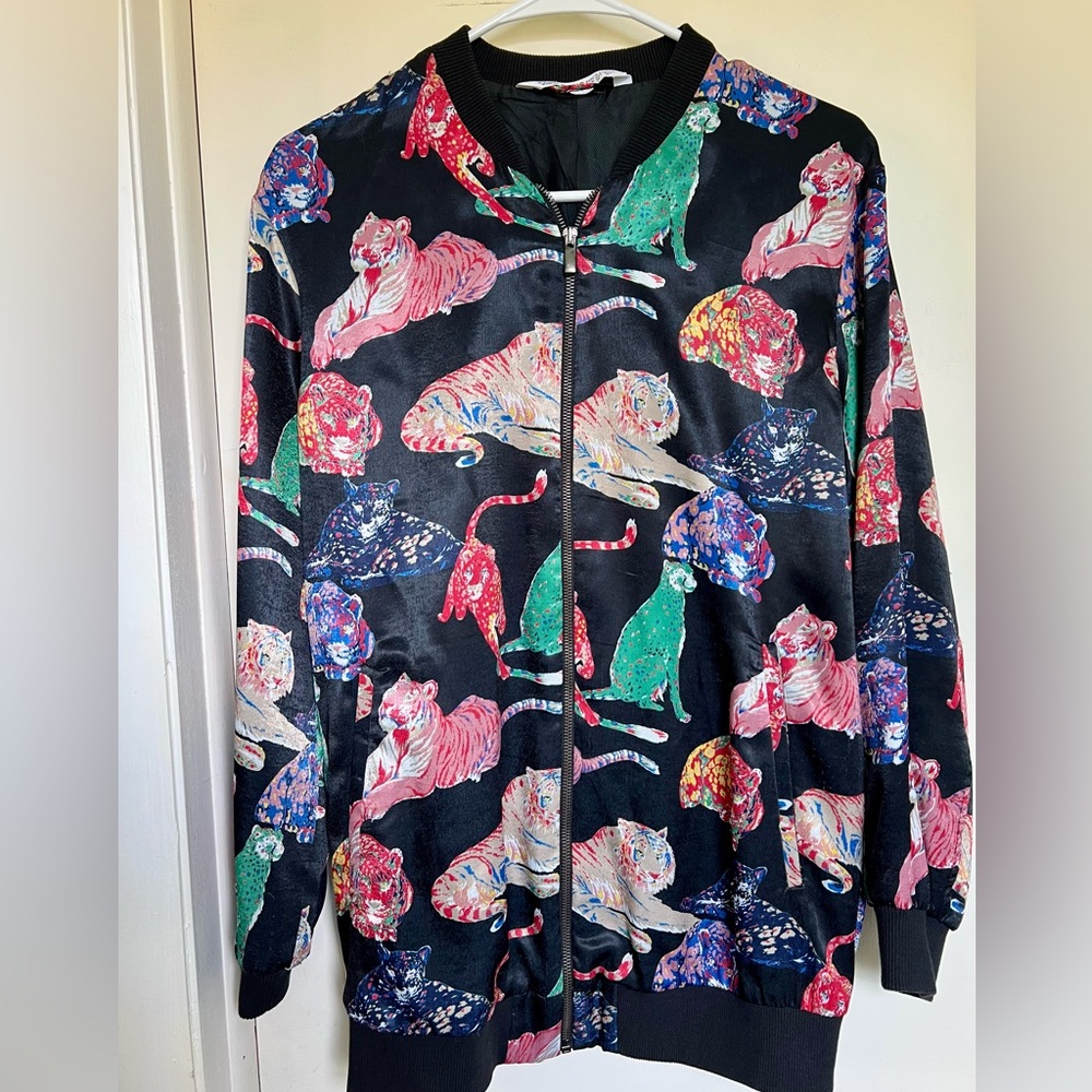 Zara Multicolor Tiger Print Bomber Jacket